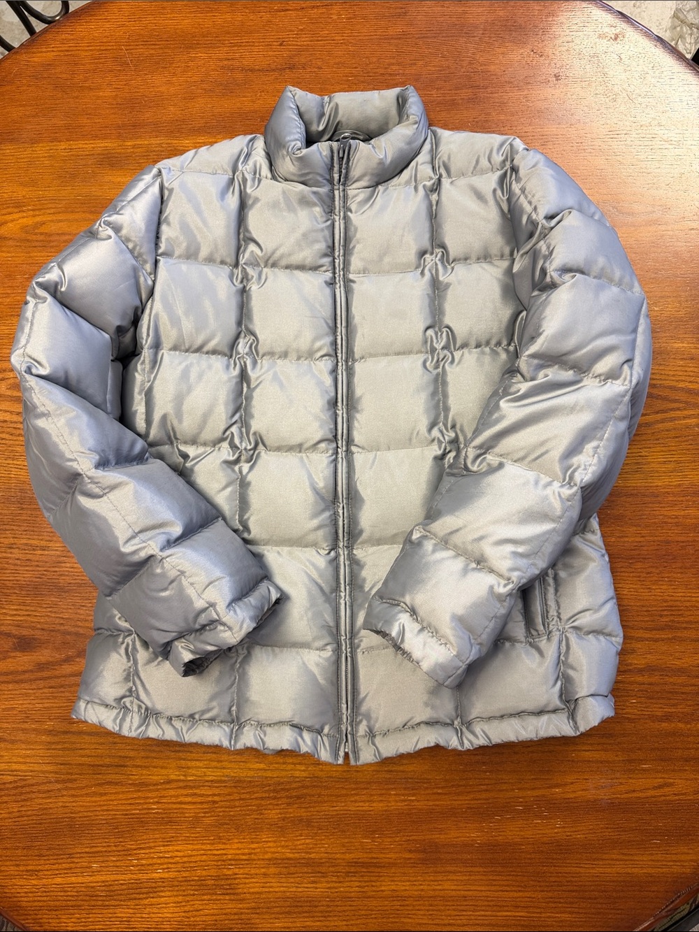 GAP VTG Y2K Silver Down Puffer Jacket Grid Quilted Winter Coat Gorpcore M